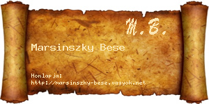 Marsinszky Bese névjegykártya